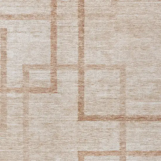 Copper And Brown Geometric Washable Indoor Outdoor Area Rug Photo 6