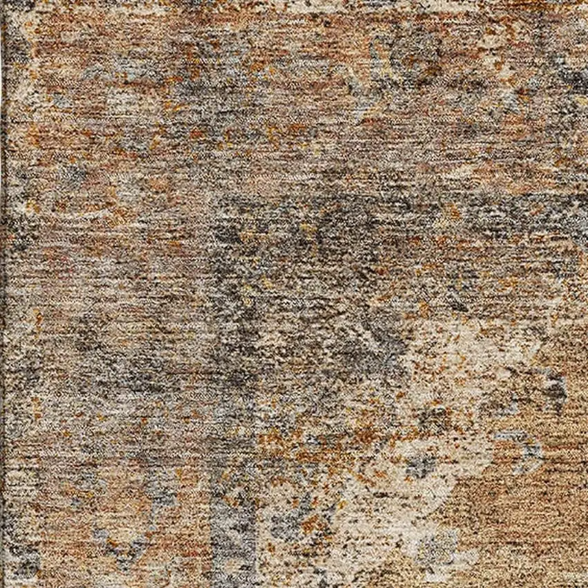 Copper And Brown Medallion Washable Area Rug With UV Protection Photo 3