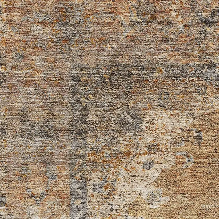 Copper And Brown Medallion Washable Area Rug With UV Protection Photo 3