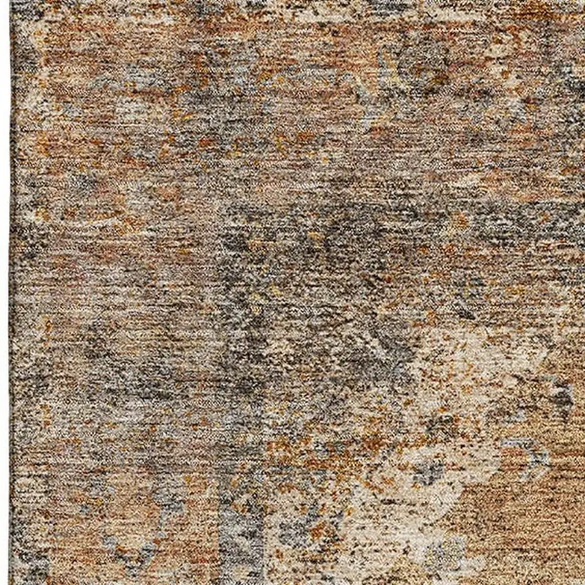 Copper And Brown Medallion Washable Area Rug With UV Protection Photo 3