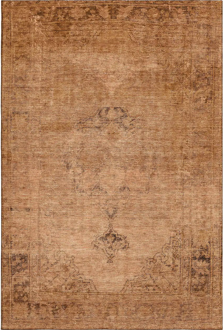 Copper And Brown Oriental Washable Area Rug With UV Protection Photo 1
