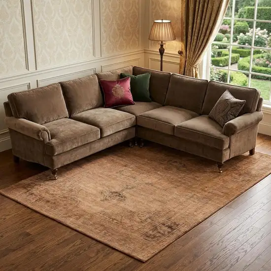Copper And Brown Oriental Washable Area Rug With UV Protection Photo 1