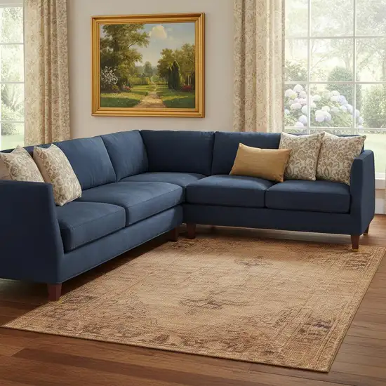 Copper And Brown Oriental Washable Area Rug With UV Protection Photo 1