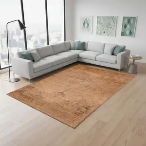 Photo of Copper And Brown Oriental Washable Area Rug With UV Protection