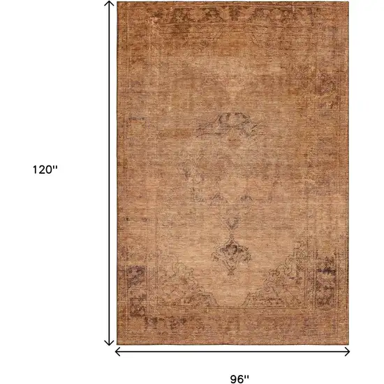Copper And Brown Oriental Washable Area Rug With UV Protection Photo 3