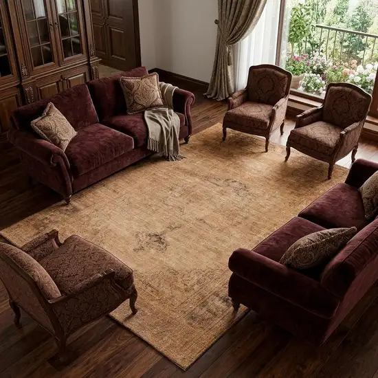 Copper And Brown Oriental Washable Area Rug With UV Protection Photo 1