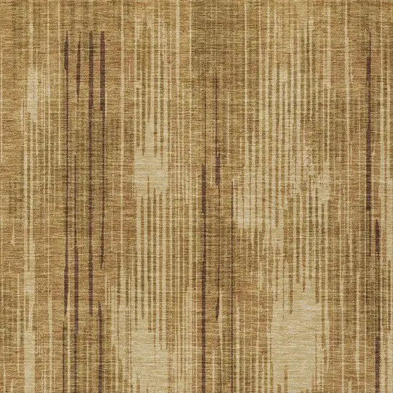 Copper And Brown Striped Washable Indoor Outdoor Area Rug Photo 6