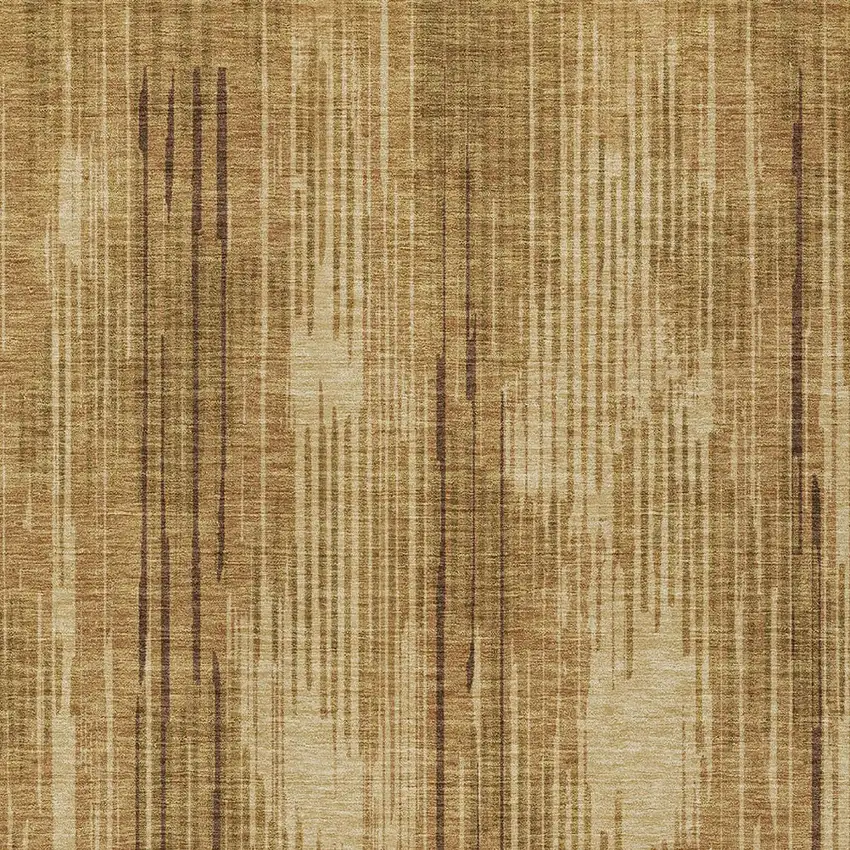 Copper And Brown Striped Washable Indoor Outdoor Area Rug Photo 6