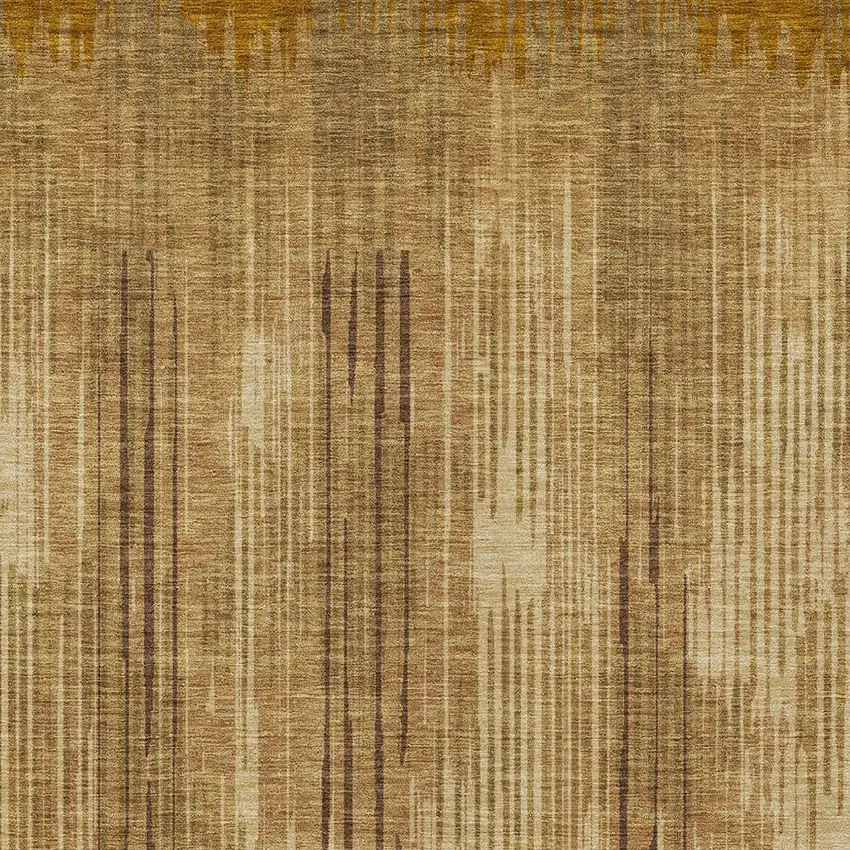 Copper And Brown Striped Washable Indoor Outdoor Area Rug Photo 6