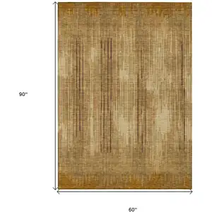 Photo of Copper And Brown Striped Washable Indoor Outdoor Area Rug