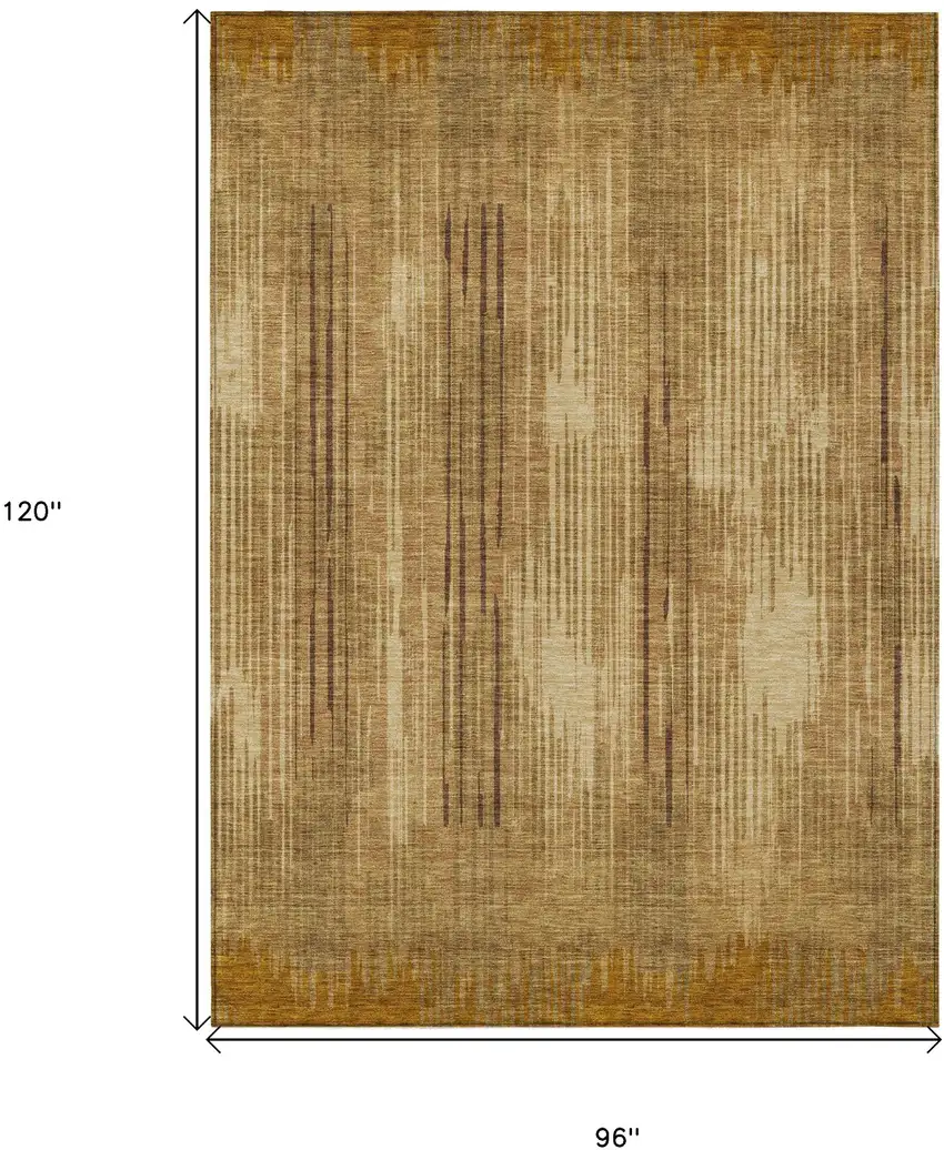 Copper And Brown Striped Washable Indoor Outdoor Area Rug Photo 3