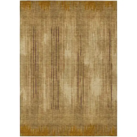 Copper And Brown Striped Washable Indoor Outdoor Area Rug Photo 2