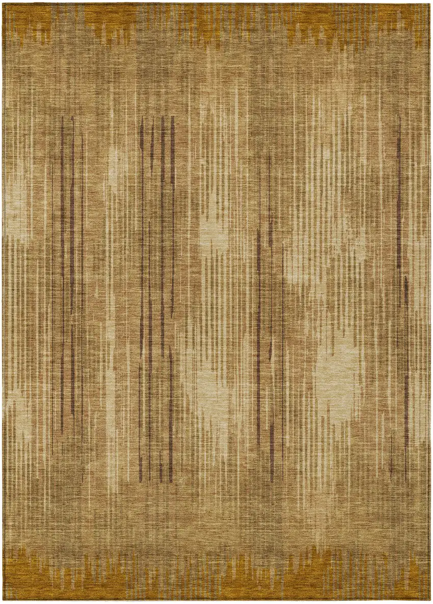 Copper And Brown Striped Washable Indoor Outdoor Area Rug Photo 2