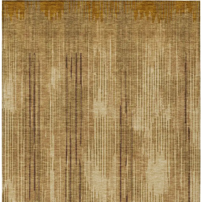 Copper And Brown Striped Washable Indoor Outdoor Area Rug Photo 7