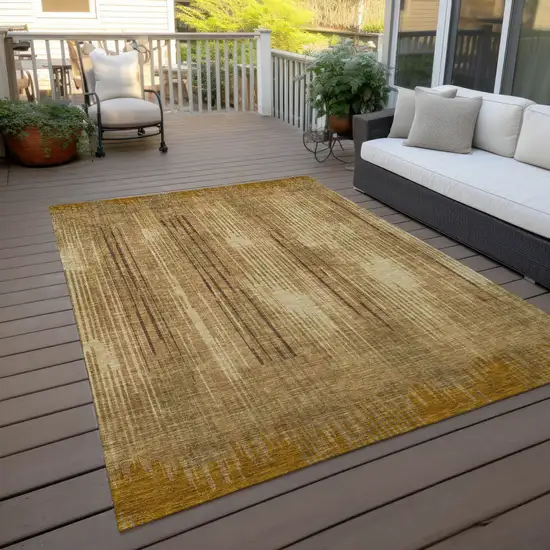 Copper And Brown Striped Washable Indoor Outdoor Area Rug Photo 8
