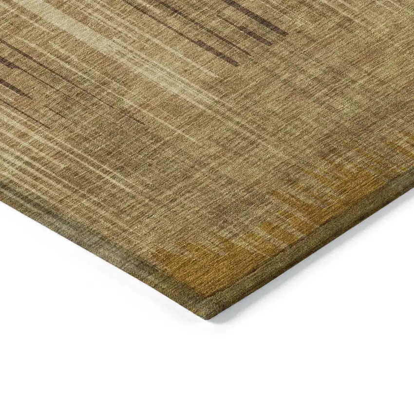 Copper And Brown Striped Washable Indoor Outdoor Area Rug Photo 5