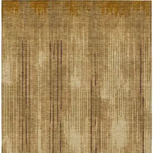 Photo of Copper And Brown Striped Washable Indoor Outdoor Area Rug