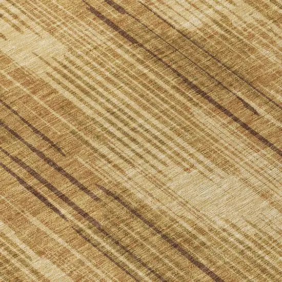 Copper And Brown Striped Washable Indoor Outdoor Area Rug Photo 8