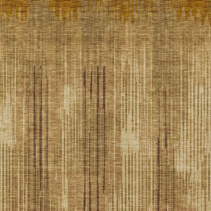 Copper And Brown Striped Washable Indoor Outdoor Area Rug Photo 6
