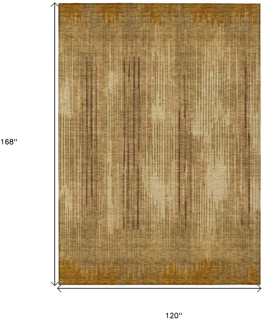 Copper And Brown Striped Washable Indoor Outdoor Area Rug Photo 3