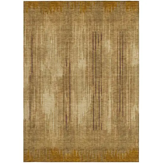 Copper And Brown Striped Washable Indoor Outdoor Area Rug Photo 7