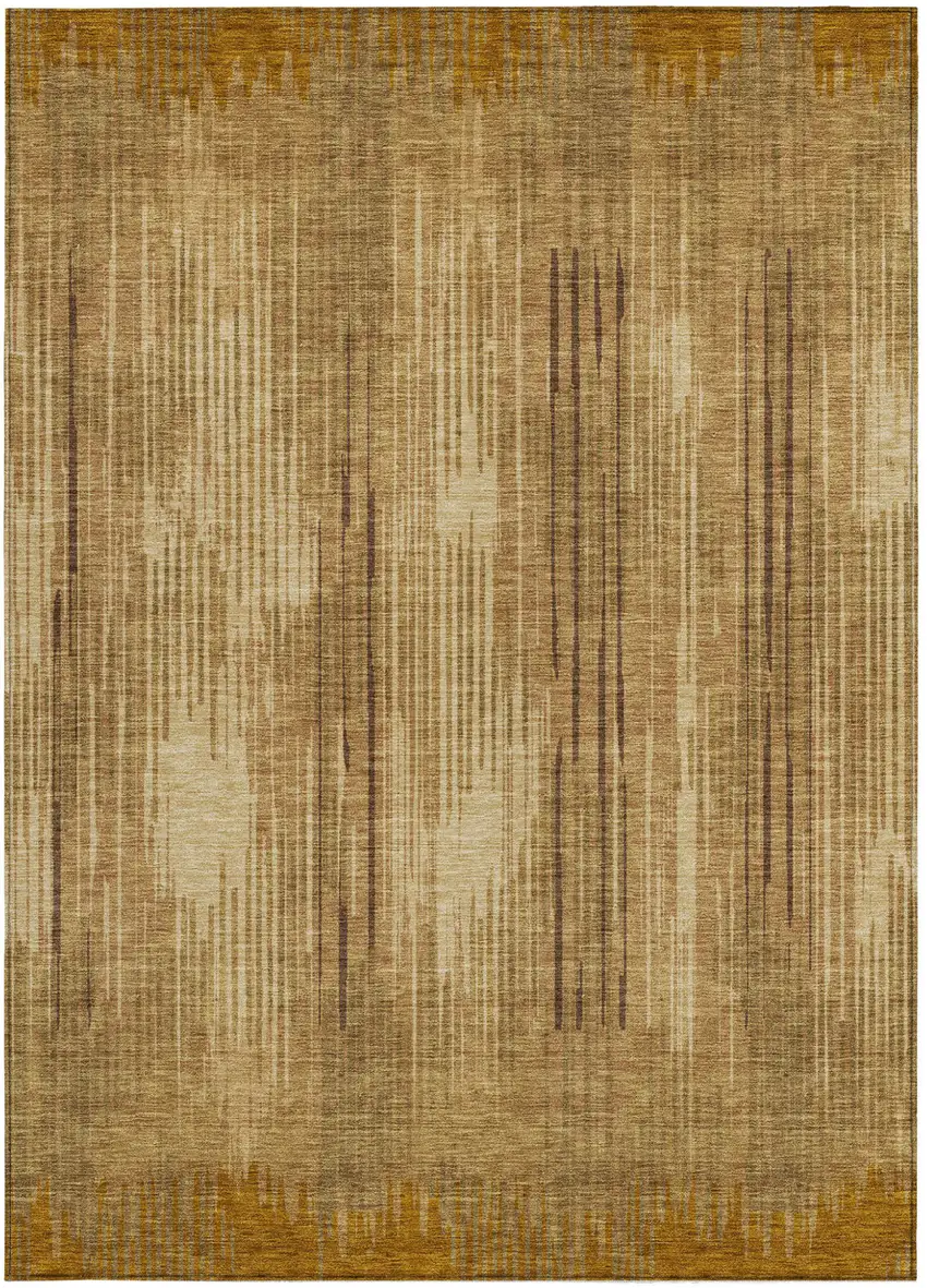 Copper And Brown Striped Washable Indoor Outdoor Area Rug Photo 7