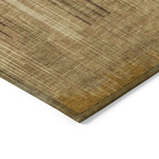 Copper And Brown Striped Washable Indoor Outdoor Area Rug Photo 5