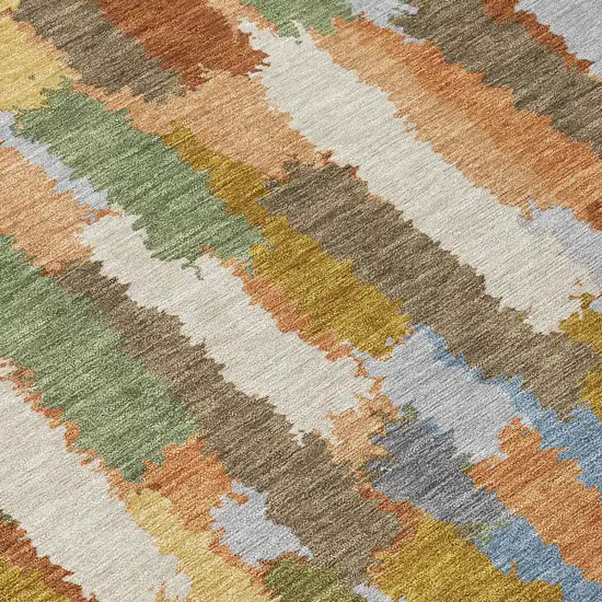 Copper And Chocolate Striped Washable Indoor Outdoor Area Rug Photo 9