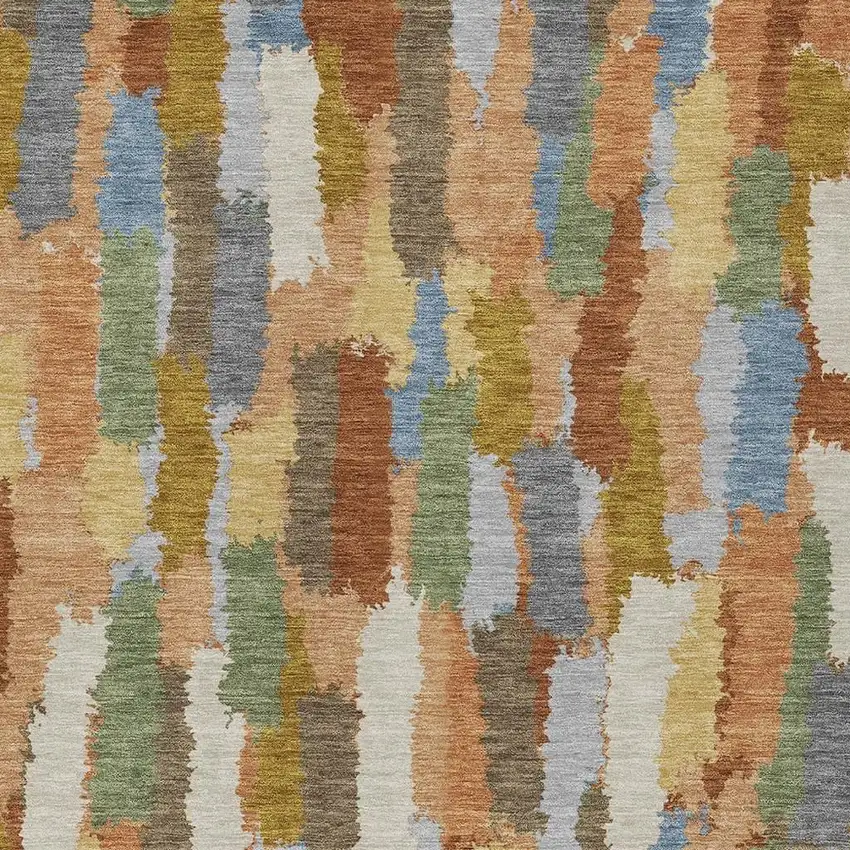 Copper And Chocolate Striped Washable Indoor Outdoor Area Rug Photo 2
