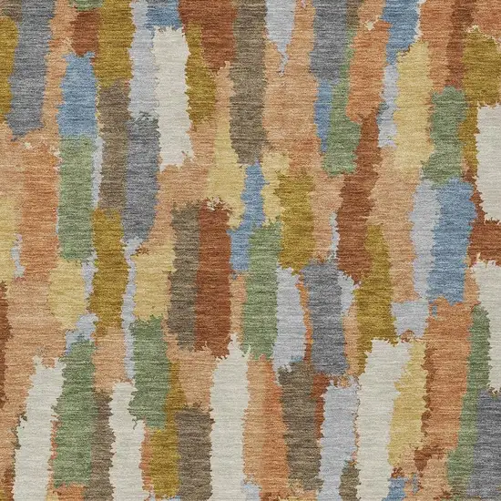 Copper And Chocolate Striped Washable Indoor Outdoor Area Rug Photo 2