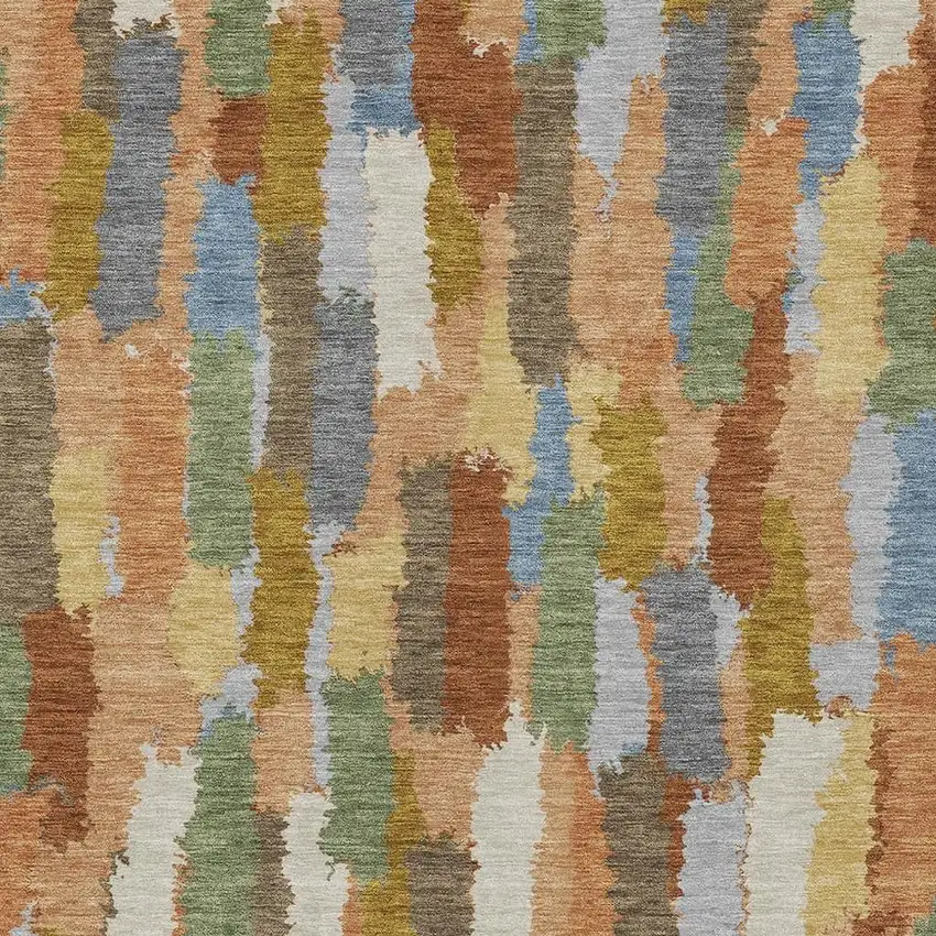Copper And Chocolate Striped Washable Indoor Outdoor Area Rug Photo 2
