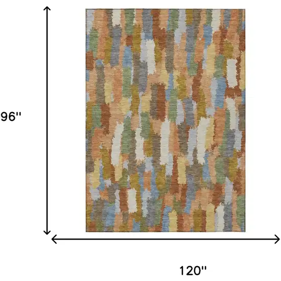 Copper And Chocolate Striped Washable Indoor Outdoor Area Rug Photo 6