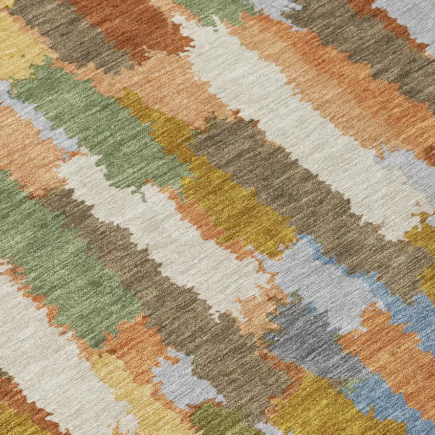 Copper And Chocolate Striped Washable Indoor Outdoor Area Rug Photo 5
