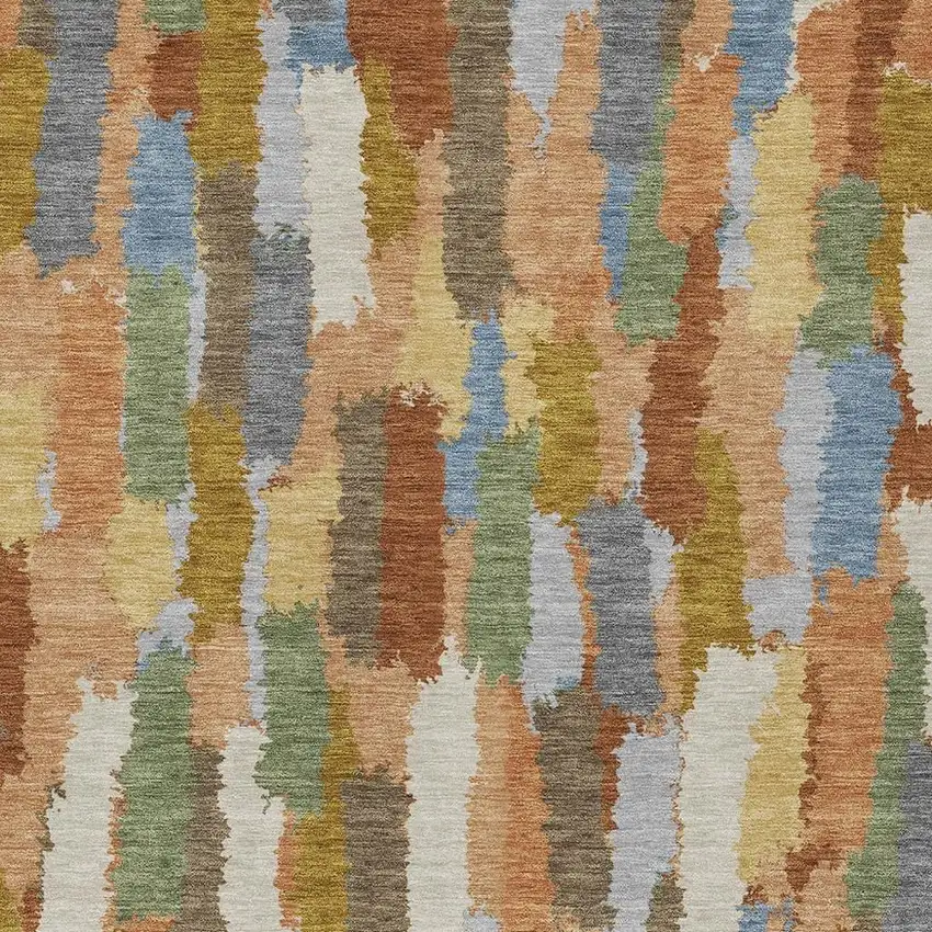 Copper And Chocolate Striped Washable Indoor Outdoor Area Rug Photo 2