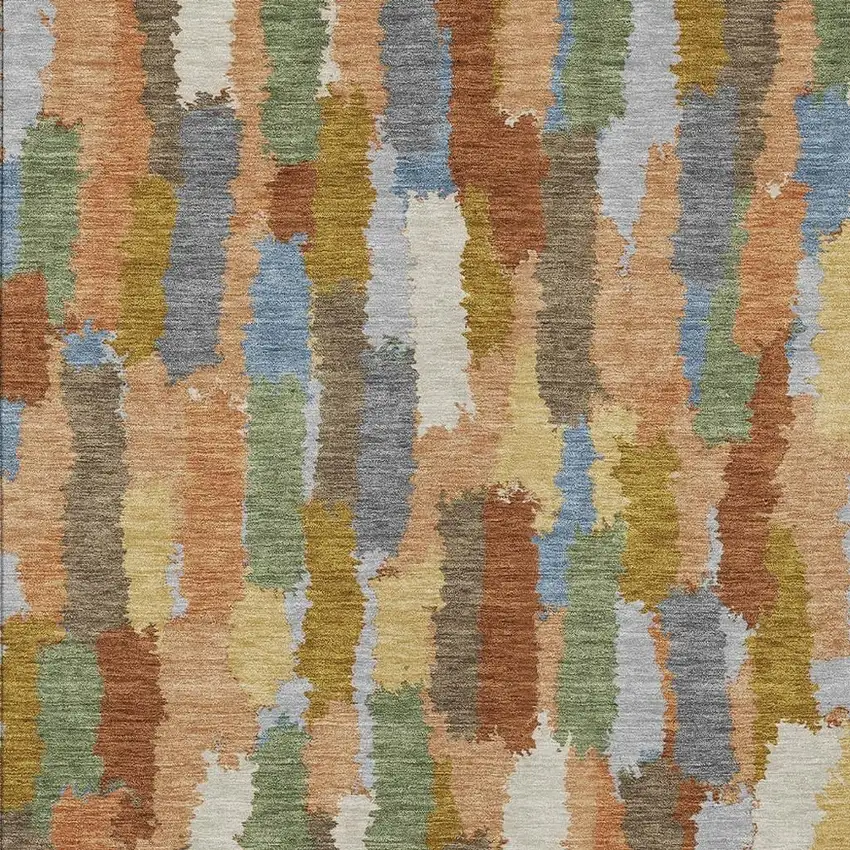 Copper And Chocolate Striped Washable Indoor Outdoor Area Rug Photo 8