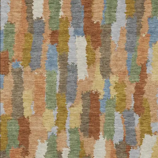Copper And Chocolate Striped Washable Indoor Outdoor Area Rug Photo 8