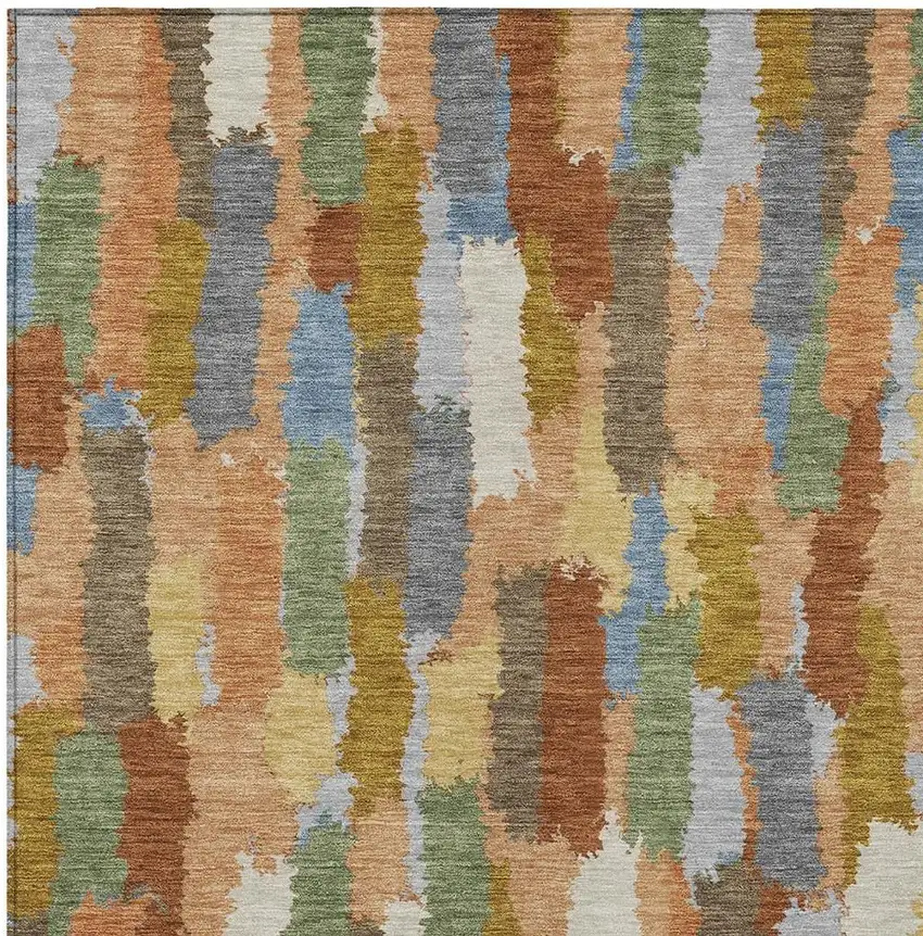 Copper And Chocolate Striped Washable Indoor Outdoor Area Rug Photo 3