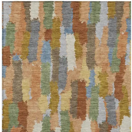 Copper And Chocolate Striped Washable Indoor Outdoor Area Rug Photo 3