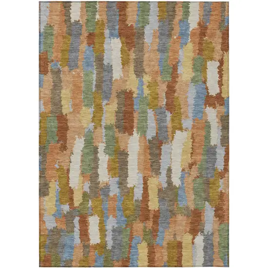 Copper And Chocolate Striped Washable Indoor Outdoor Area Rug Photo 1