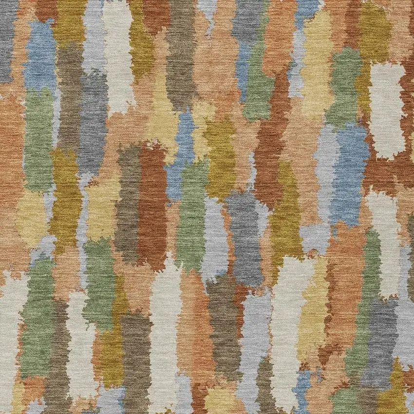 Copper And Chocolate Striped Washable Indoor Outdoor Area Rug Photo 2