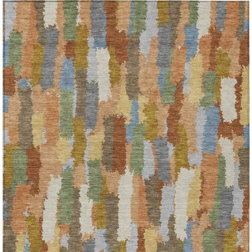 Copper And Chocolate Striped Washable Indoor Outdoor Area Rug Photo 3