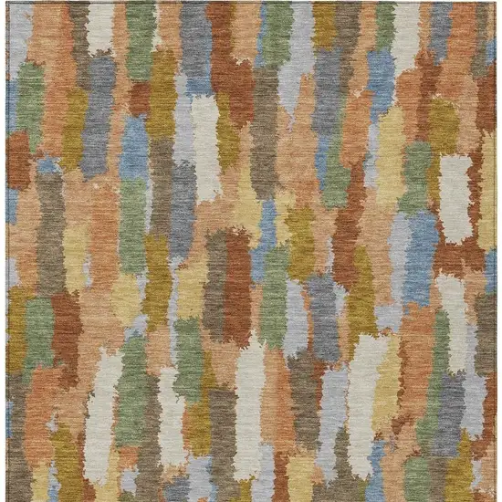 Copper And Chocolate Striped Washable Indoor Outdoor Area Rug Photo 3