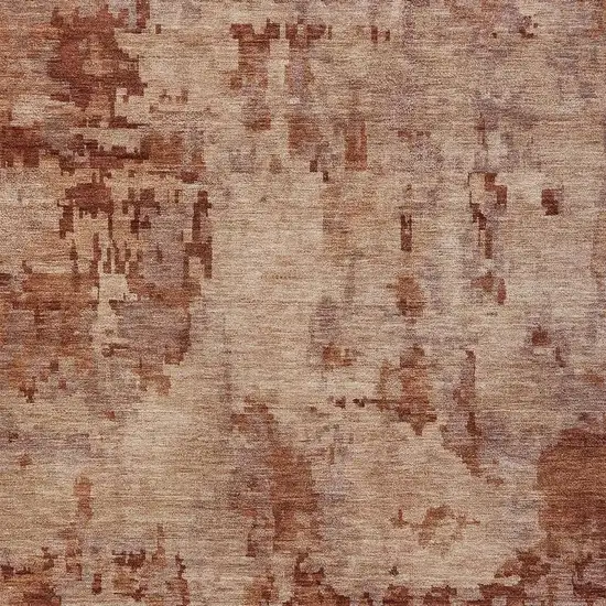 Copper And Coral Abstract Washable Indoor Outdoor Area Rug Photo 2