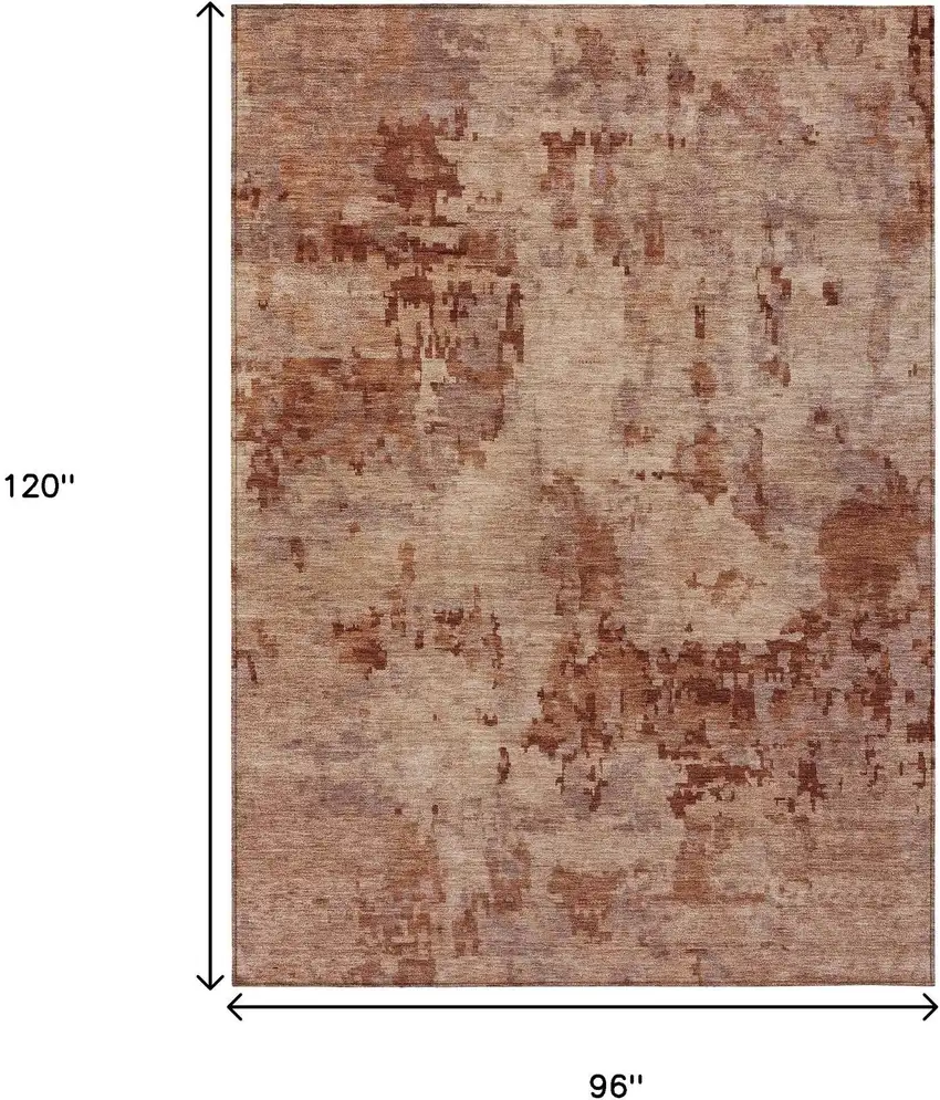 Copper And Coral Abstract Washable Indoor Outdoor Area Rug Photo 3