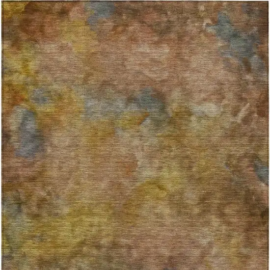 Copper And Gold Abstract Washable Indoor Outdoor Area Rug Photo 4