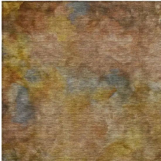 Copper And Gold Abstract Washable Indoor Outdoor Area Rug Photo 6