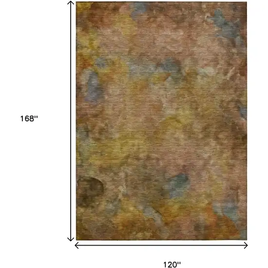 Copper And Gold Abstract Washable Indoor Outdoor Area Rug Photo 3