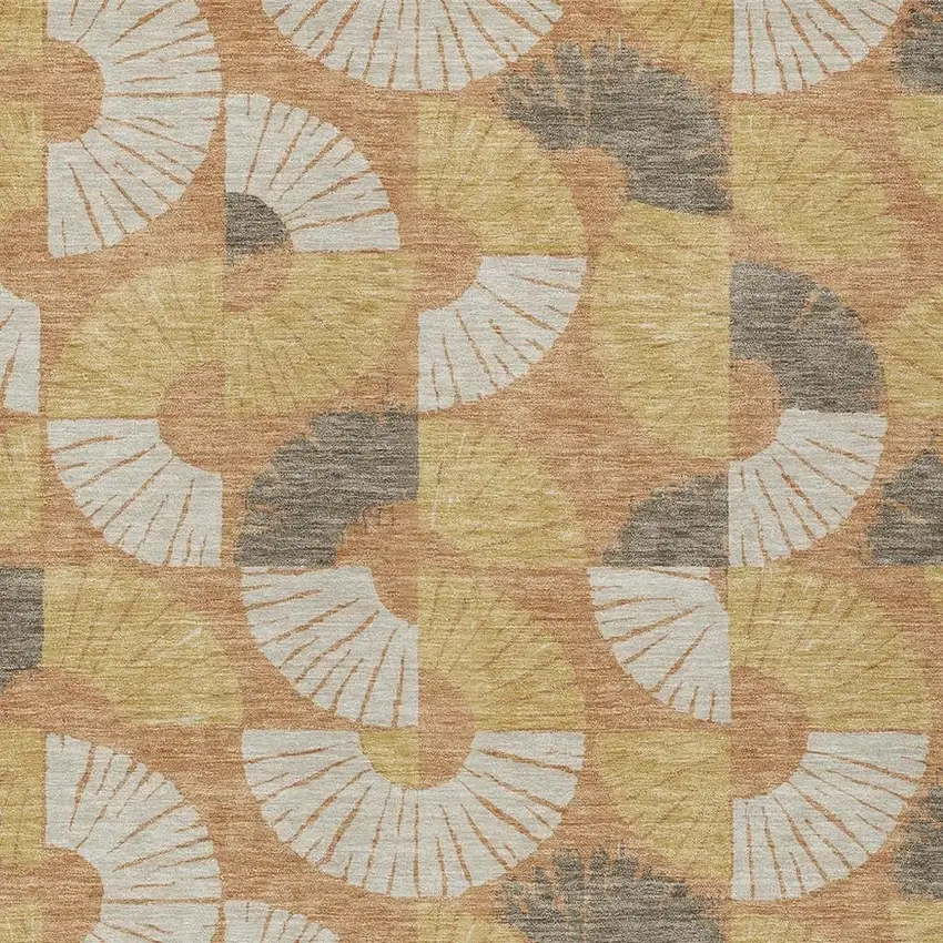 Copper And Gold Geometric Washable Indoor Outdoor Area Rug Photo 2