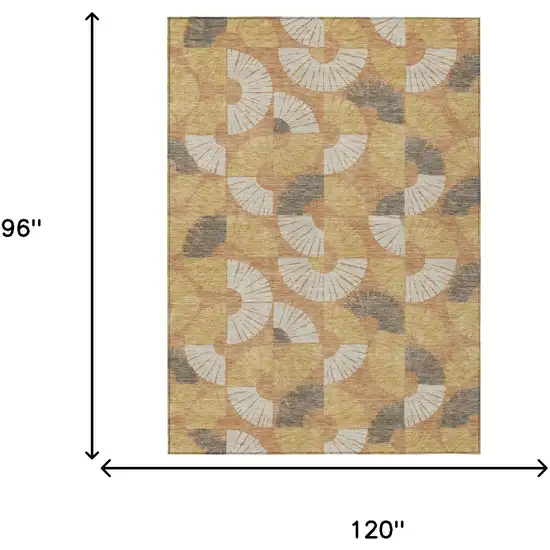 Copper And Gold Geometric Washable Indoor Outdoor Area Rug Photo 6