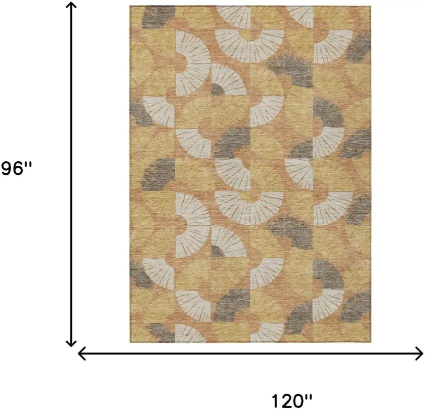 Copper And Gold Geometric Washable Indoor Outdoor Area Rug Photo 6